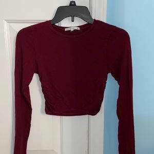 Antistar Maroon Cropped Long Sleeve Shirt